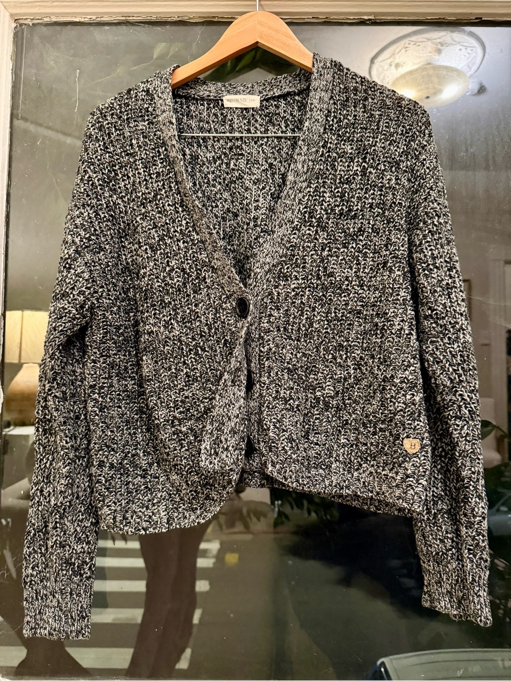 Mossimo Supply Co. Black & White Marled Button-Front Cardigan